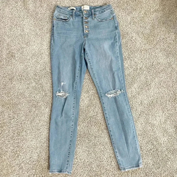 Universal Thread Stretch Denim High-Rise Skinny Distress Jeans Blue Size 4/27R - Picture 1 of 11